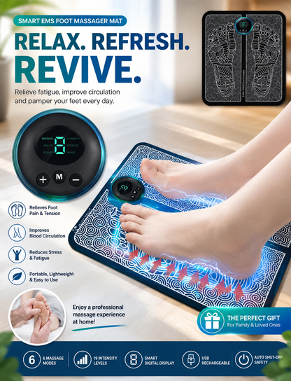 Ems Foot Massager Mat Tens Fisioterapia Electric Foot Cushion Blood Circulation Acupunctur Pad Foot Health Care Relaxation Pain